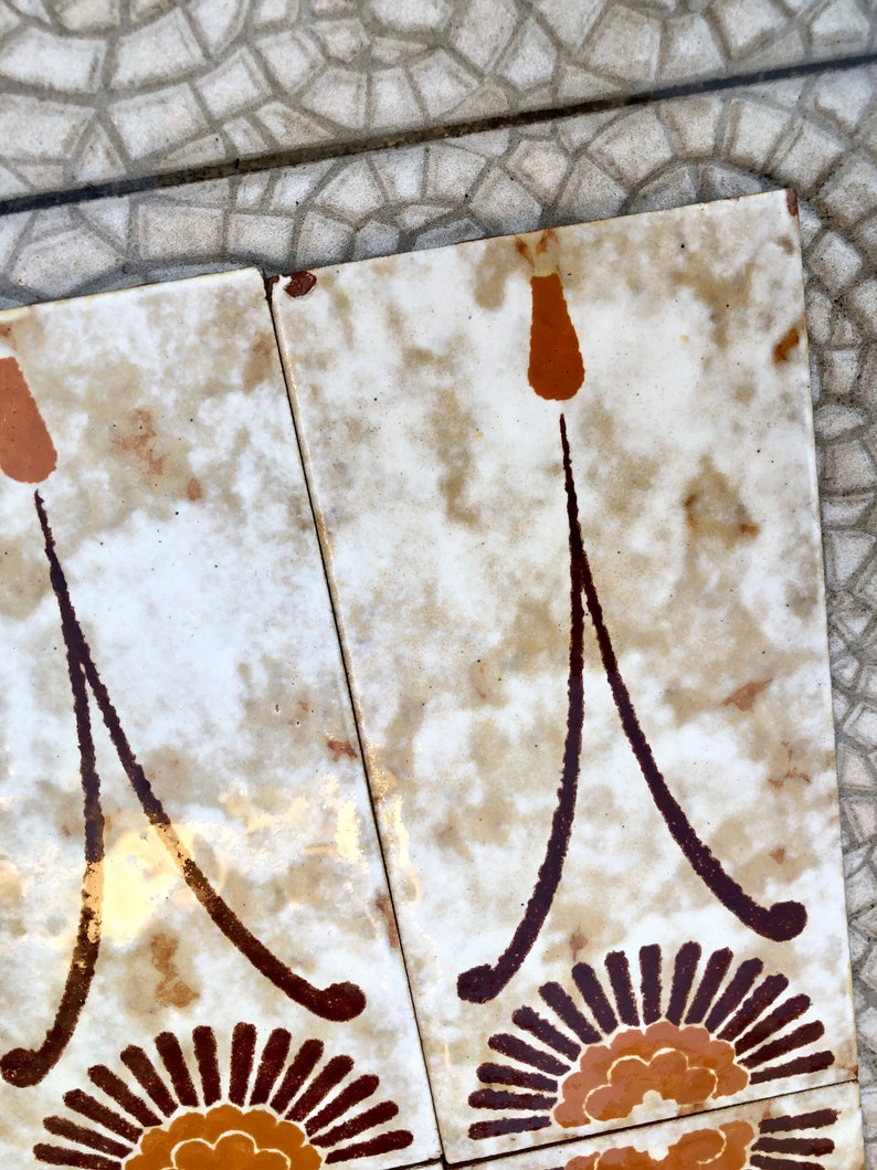 Spanish vintage Fat Lava tiles from the 70s — set of 6, photo 3 of 10