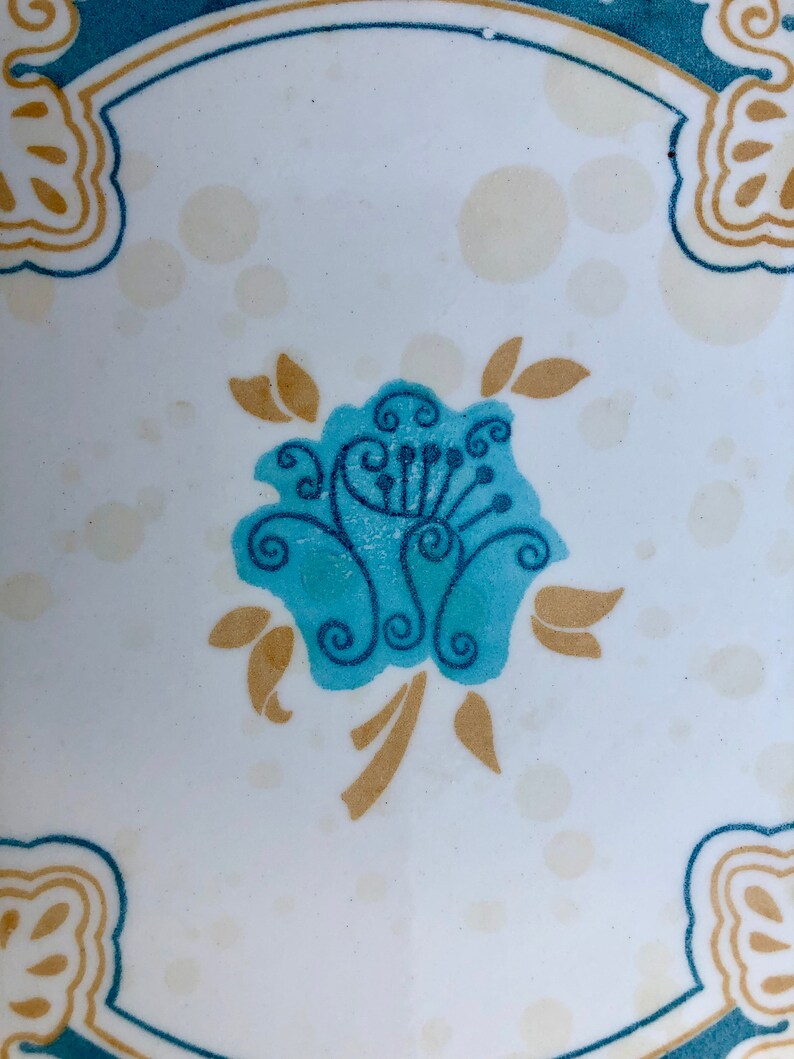 4 Spanish 70s blue and ochre tiles, photo 5 of 10