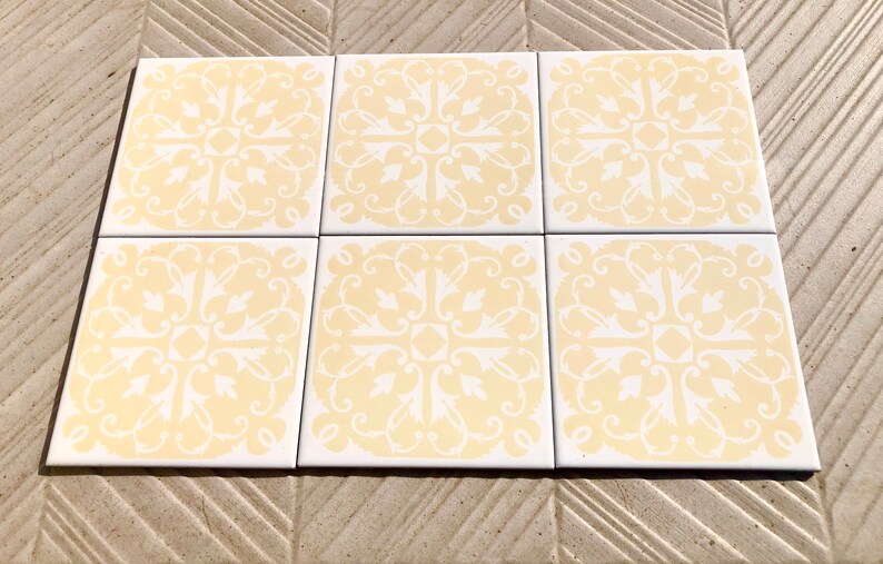 60s 70s vintage geometric tiles, Unused — set of 6, photo 6 of 7