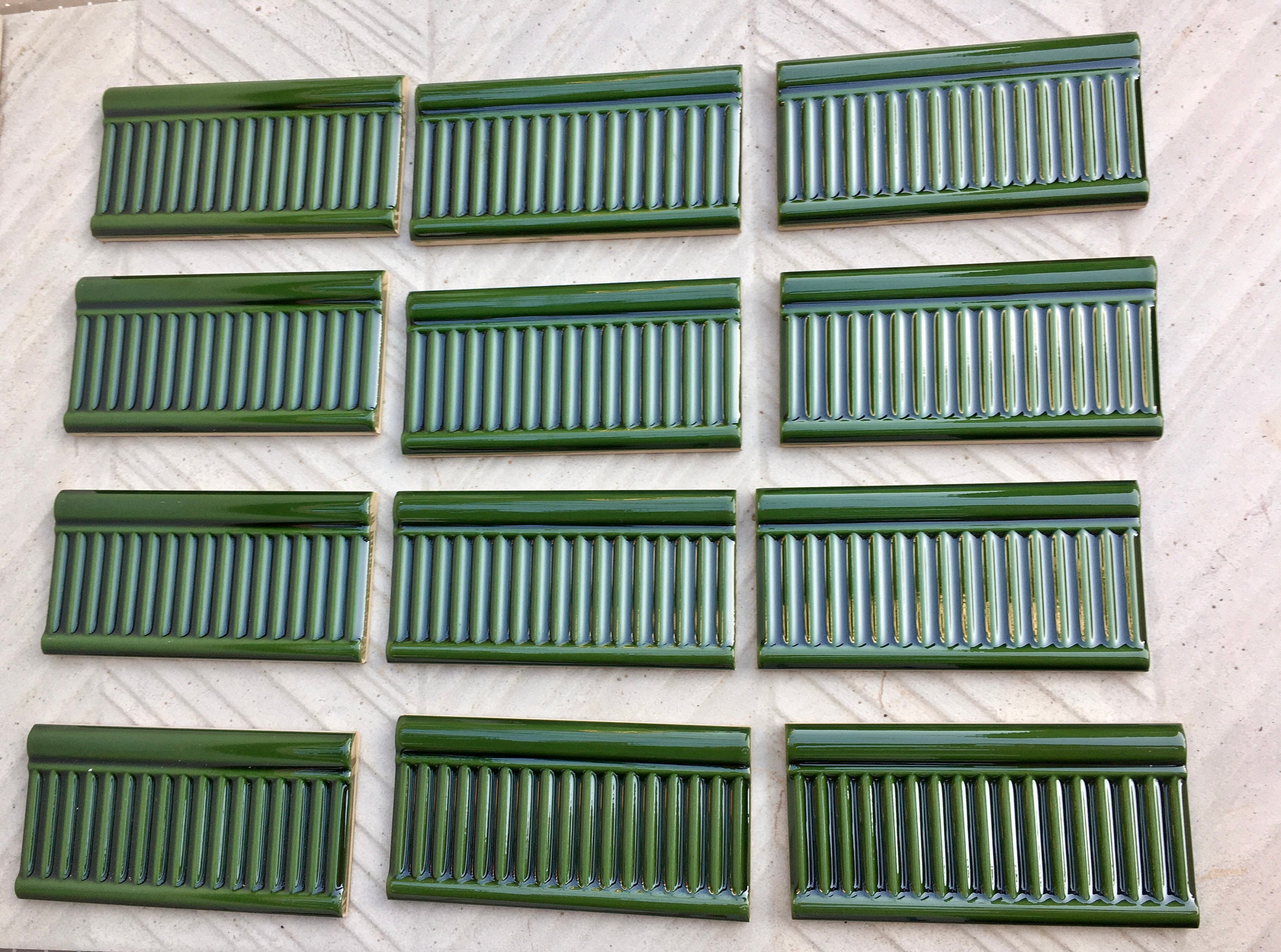 12 green Art nouveau style border tiles. Glazed NEW ceramic Etsy