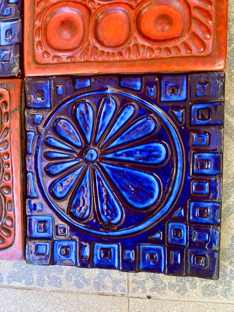 Last 4 tiles – Fat Lava 60s - 70s wall plaques, tiles / trivets, photo 7 of 10