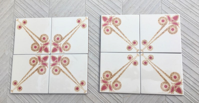4 pc - 70s vintage tiles – Mid century red, brown Fat Lava tiles from Spain, photo 5 of 10