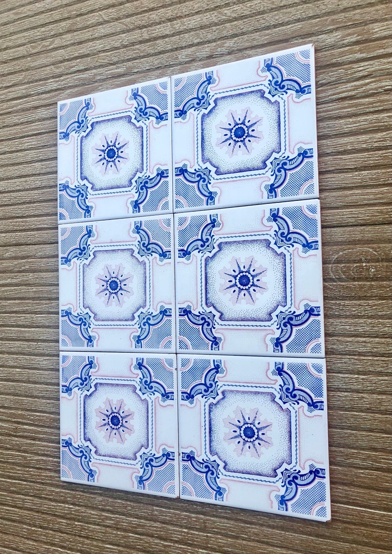 70s blue, pink retro tiles – 6 pcs, photo 4 of 10
