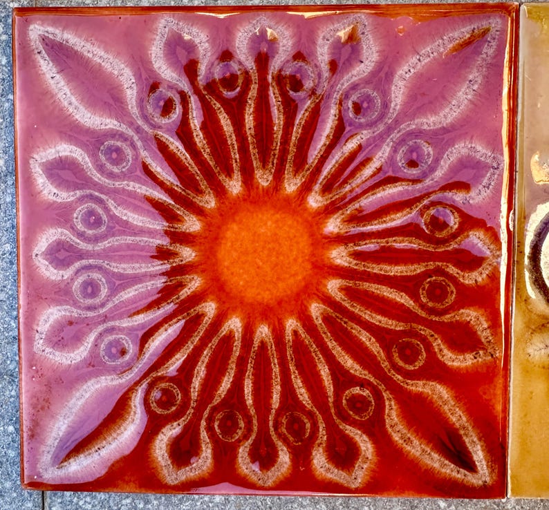 Original 70s retro Unused tiles – 9 pcs terracotta orange Fat Lava tiles, photo 6 of 6