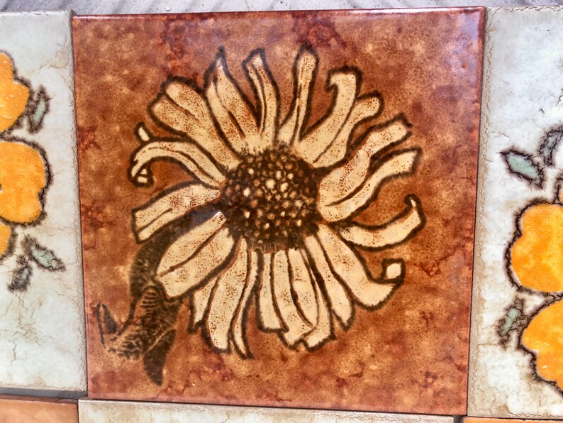 8 original Unused mid century retro Fat Lava tiles from Spain, photo 7 of 10