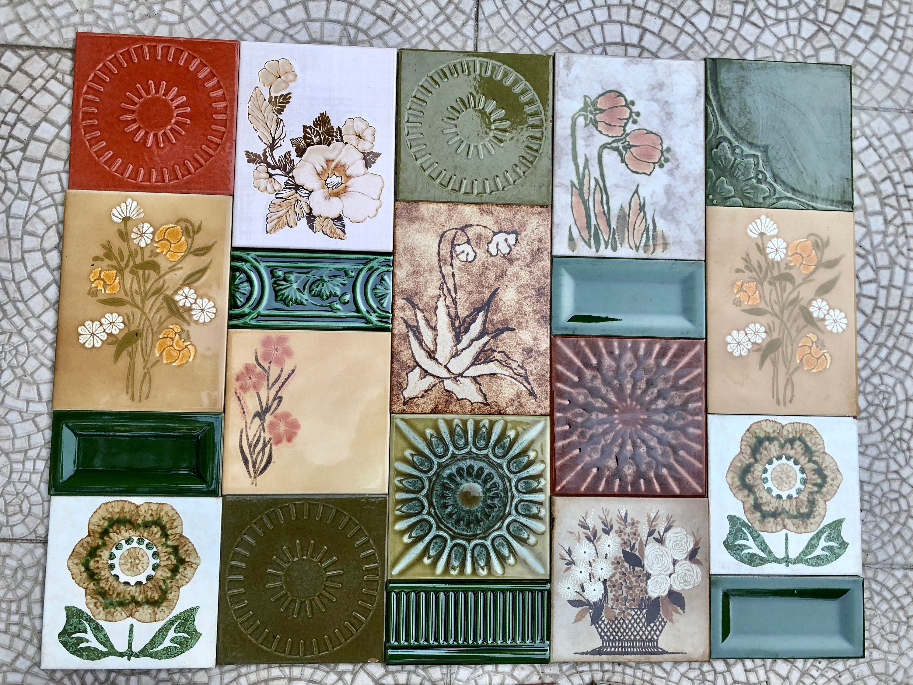 20 ORIGINAL Vintage Tiles From the 60s - 70s. Orange, Brown Fat Lava ...
