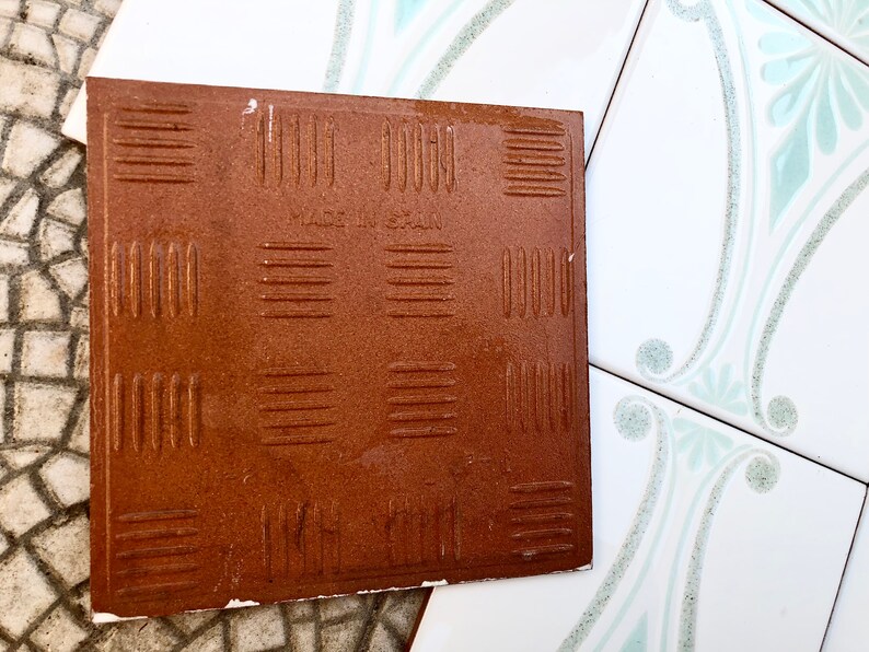60s 70s vintage geometric tiles, Unused – 9 pc set blue, gray, white, pop art tiles, photo 4 of 9