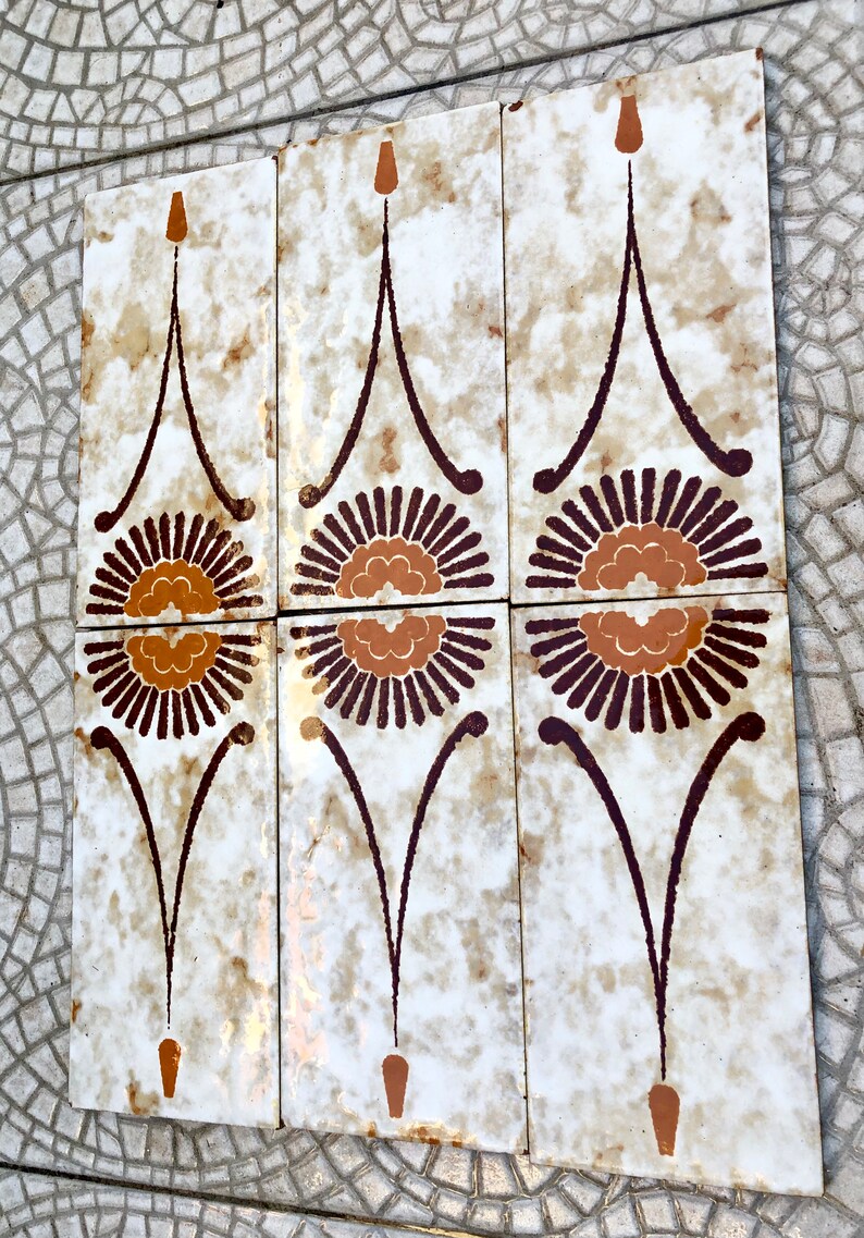 Spanish vintage Fat Lava tiles from the 70s — set of 6, photo 5 of 10