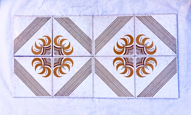 8 mid century majolica Fat Lava tiles from Spain, photo 10 of 10