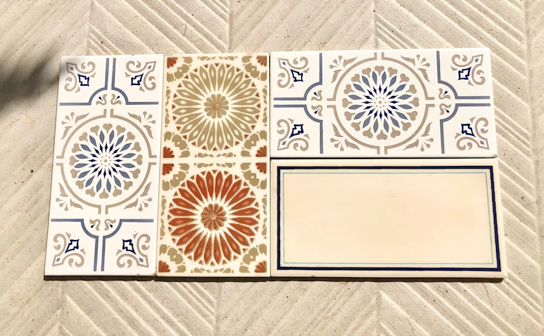 4 Spanish 60s 70s blue, brown + cream tiles, photo 2 of 10
