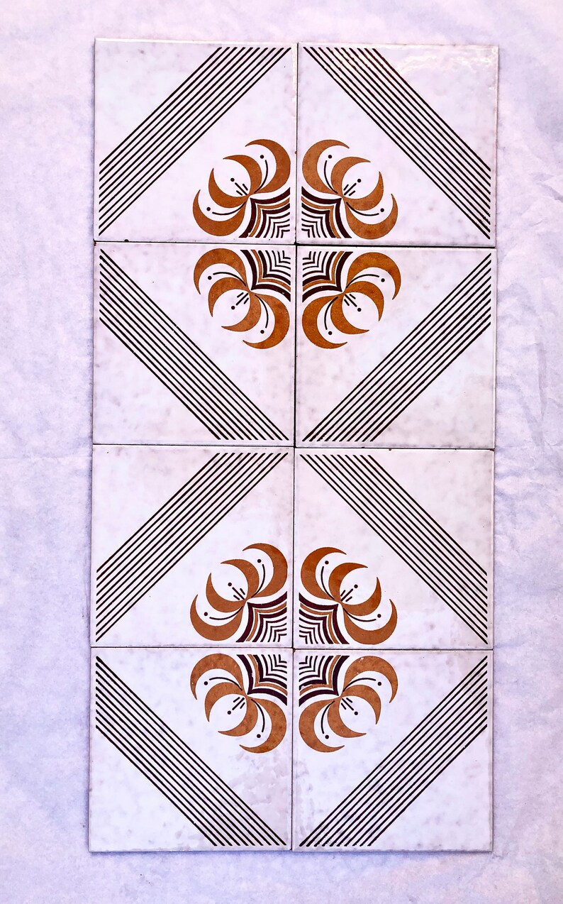 8 mid century majolica Fat Lava tiles from Spain, photo 3 of 10