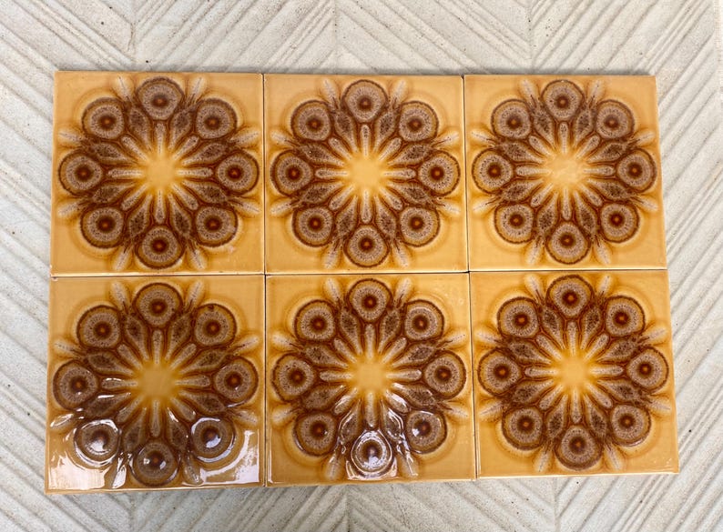 Original 70s retro unused tiles — set of 15, photo 6 of 9