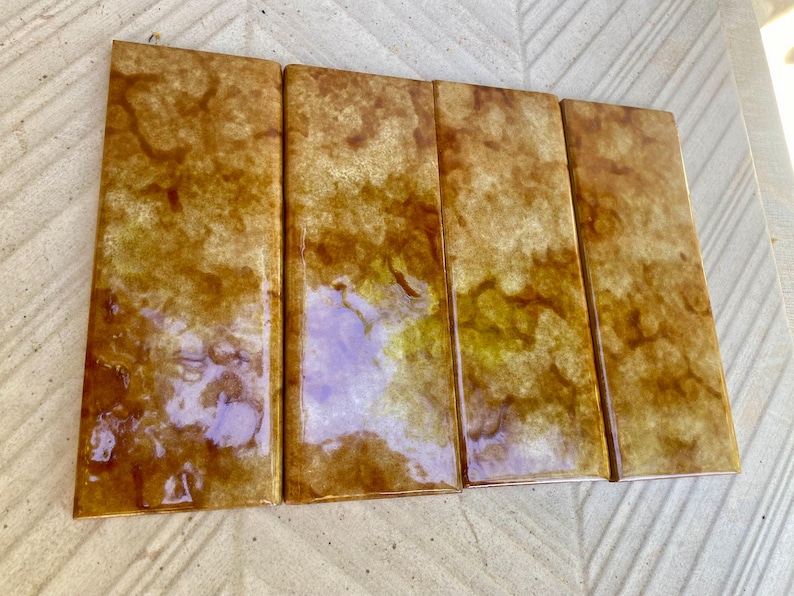 Spanish vintage Fat Lava tiles from the 70s — set of 4, photo 1 of 8