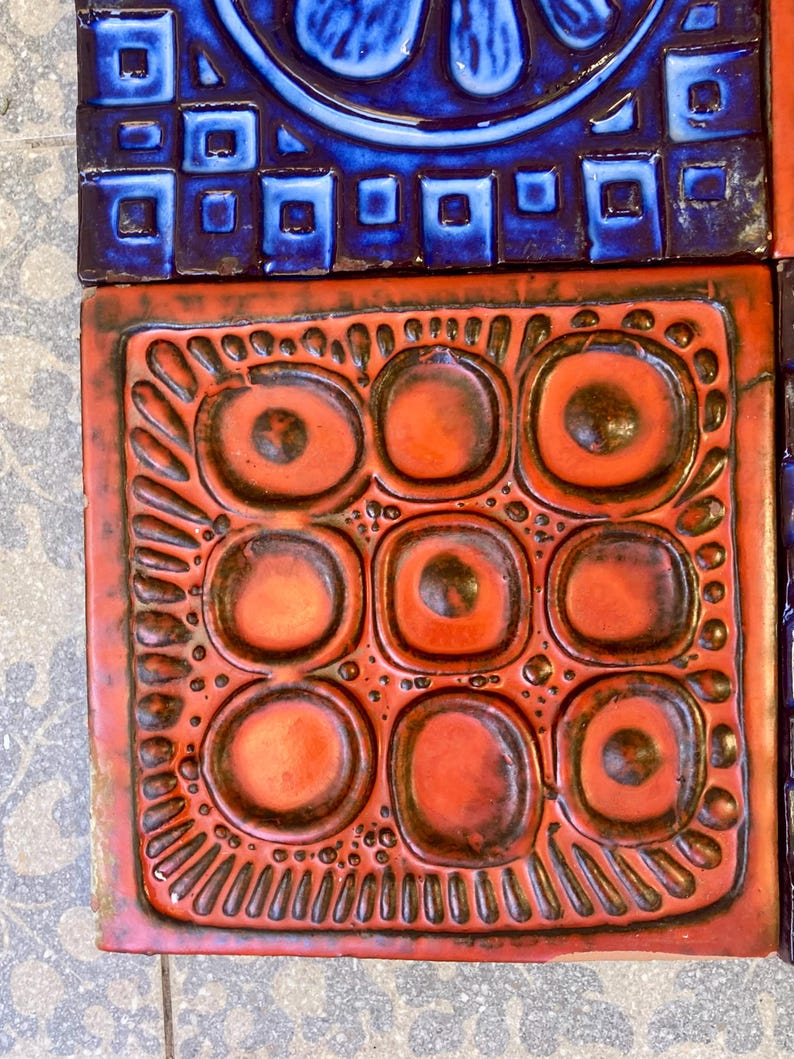 Last 4 tiles – Fat Lava 60s - 70s wall plaques, tiles / trivets, photo 5 of 10