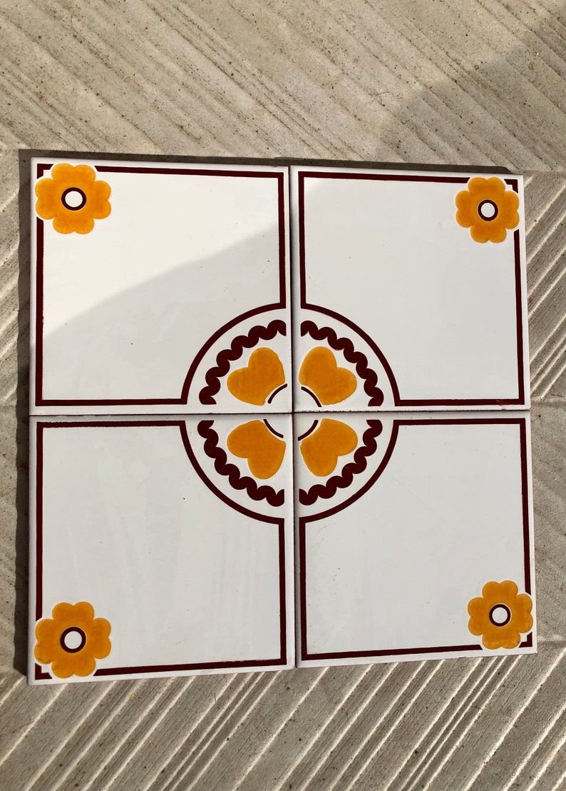 Spanish vintage tiles from the 70s – Brown + orange - yellow, photo 7 of 10