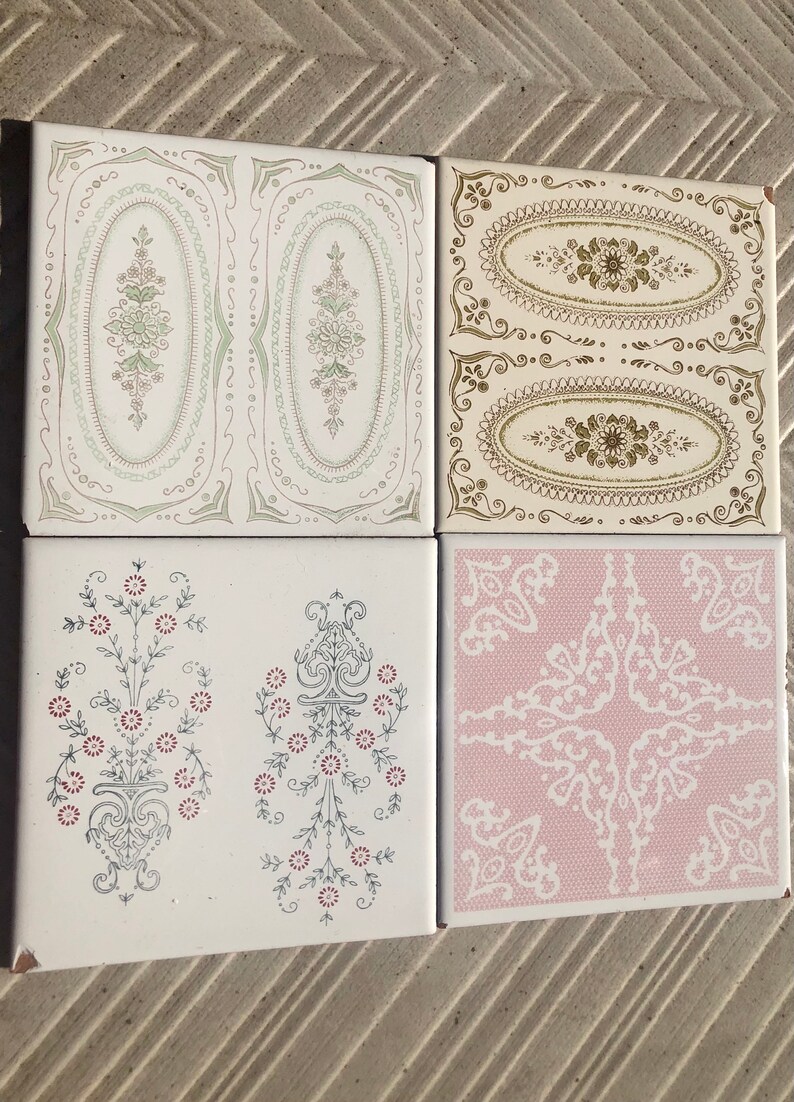 60s 70s vintage tiles Seconds, with some chips — set of 4, photo 6 of 10