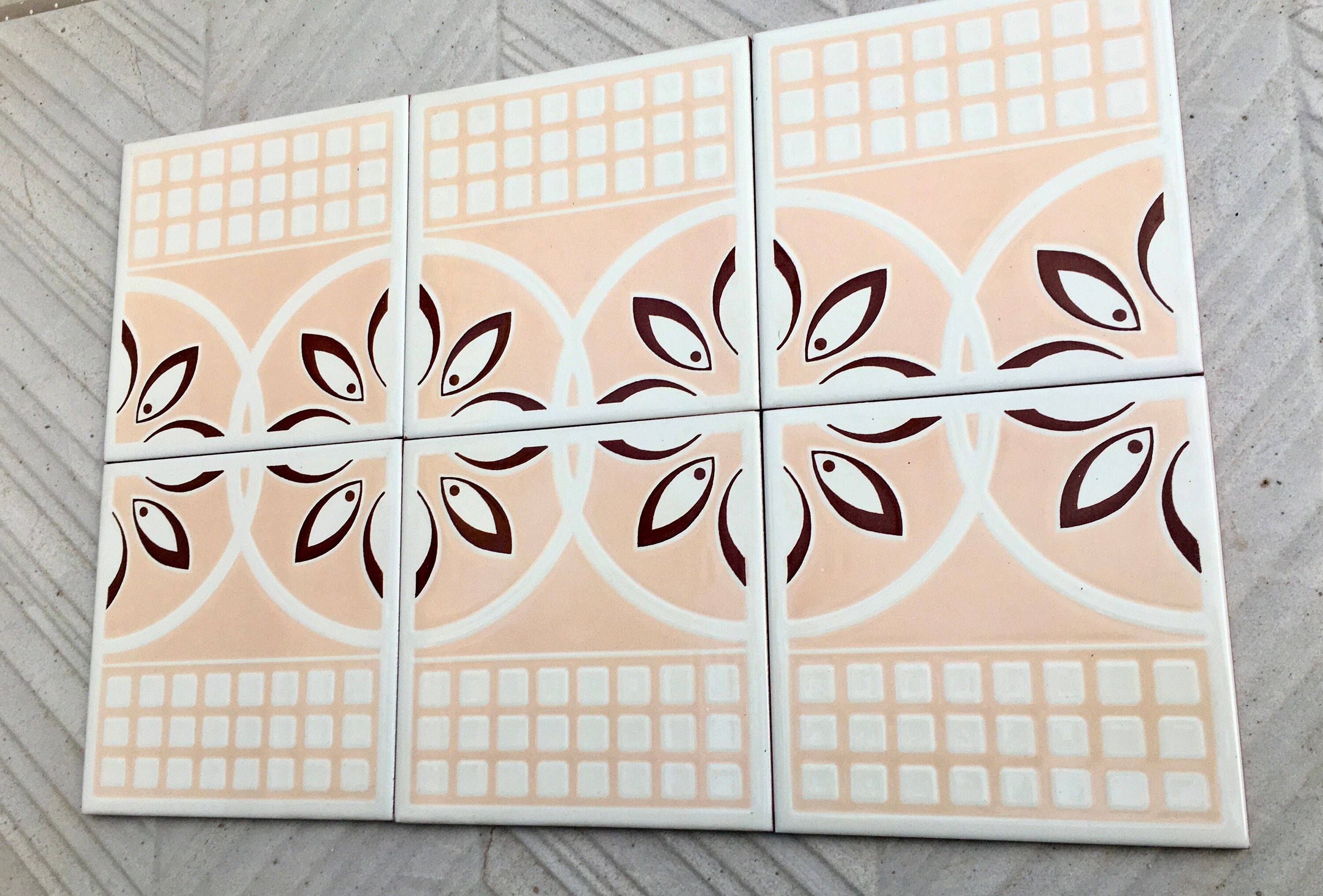 6/8pcs 70s Vintage Tiles. Mid Century Pink and Burgundy - Etsy UK