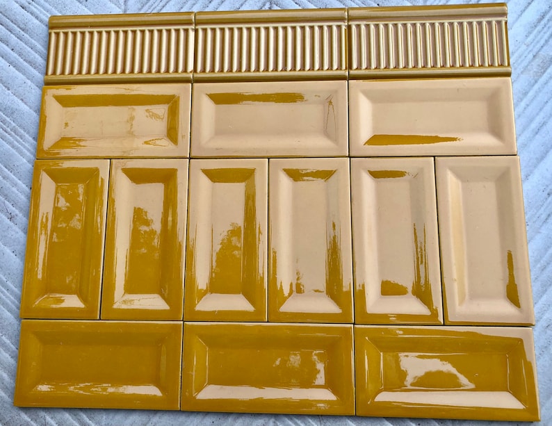 Art Nouveau style border tile set from Spain — set of 15, photo 2 of 10
