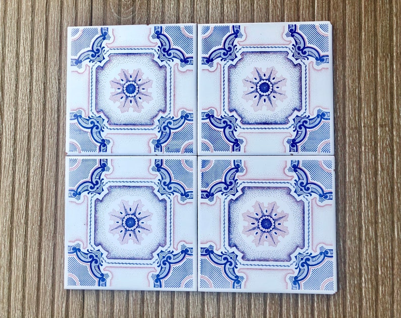 70s blue, pink retro tiles – 6 pcs, photo 7 of 10