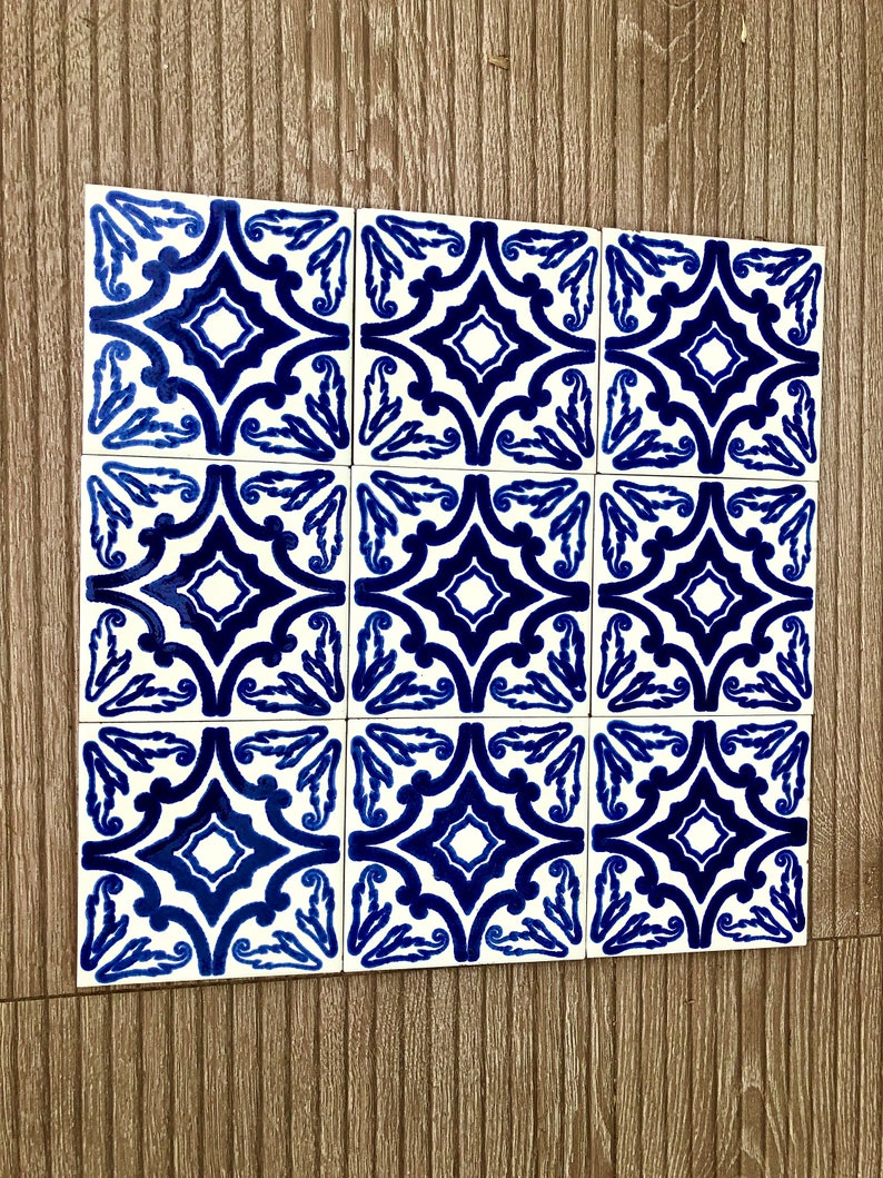 Spanish vintage geometric 70s tiles — set of 9, photo 3 of 8