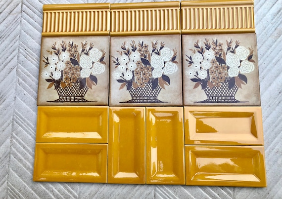 12 pc Art Nouveau style border tile set from Spain