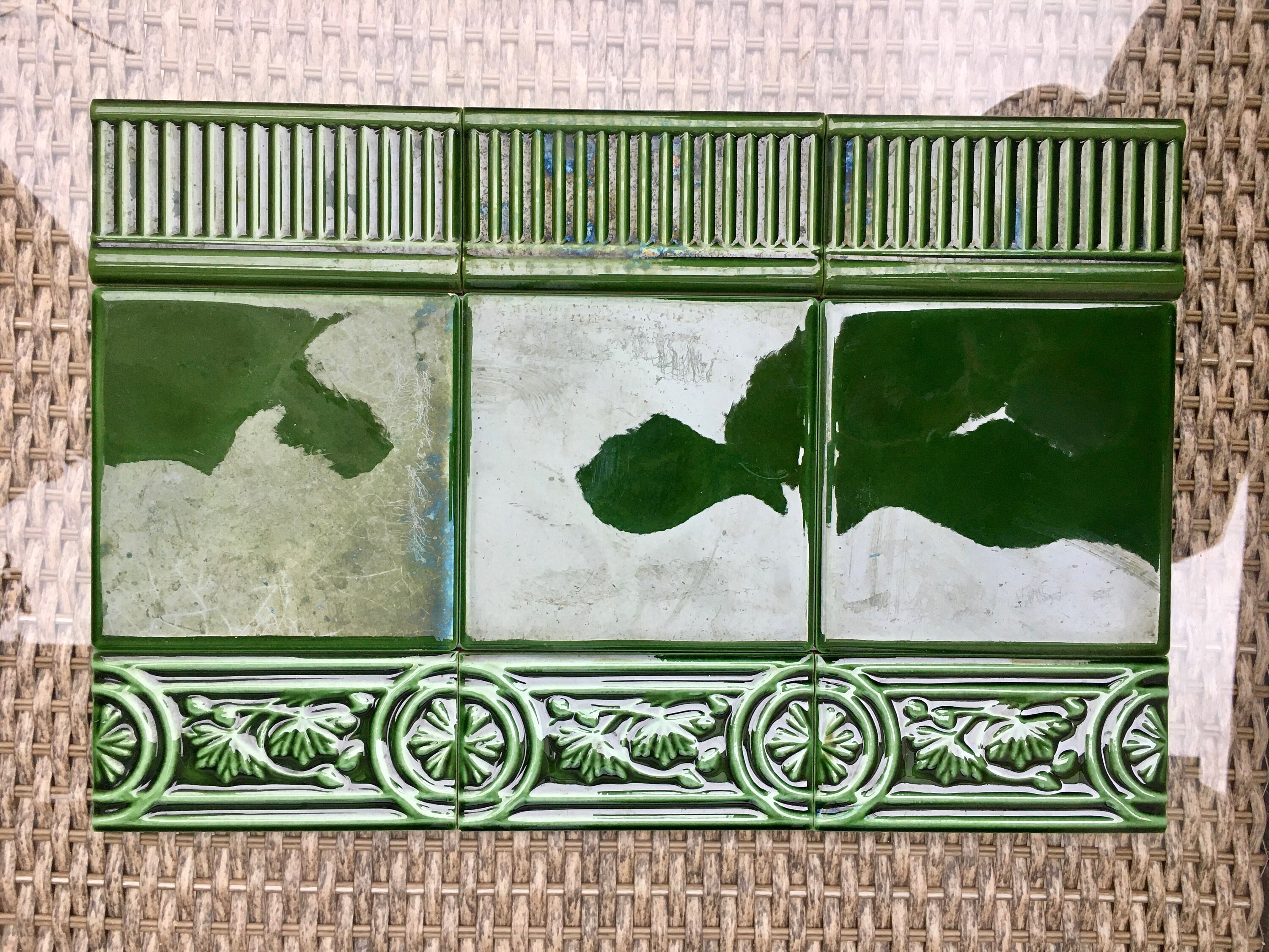 Art Nouveau Style Floral Border Tile Set From Spain. 9