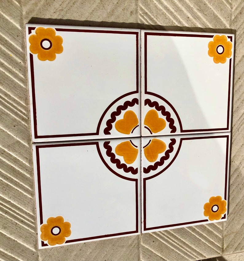 Spanish vintage tiles from the 70s – Brown + orange - yellow, photo 5 of 10