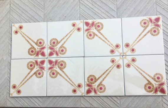 6 or 8 pcs- 70s vintage tiles