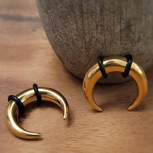 Pair Gold Steel Pinchers Tapers Horseshoes Septum Ear Stretching Kit 0g 1g 2g 4g 6g 8g 10g 12g 14g 14 12 10 8 6 4 2 0 gauge