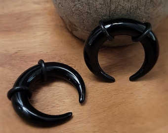 Pair Black Acrylic Pinchers Ear Plugs Tunnels Tapers Horseshoes Gauges Crescents Septum Stretching 9/16" 1/2" 00g 0g 2g 4g 6g 8g 10g 12g 14g