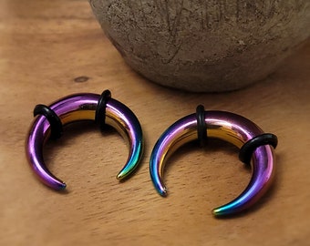 Choose 2 Sizes: Rainbow Steel Pinchers Ear Plugs Tunnels Tapers Horseshoes Gauges Septum Stretching Kit 0g 1g 2g 4g 6g 8g 10g 12g 14g Set