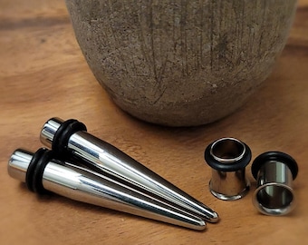 Pair Steel Tapers and Tunnels Ear Stretching Kit Gauges Gauging Plugs 1g 9mm 7/16 1/2 9/16 5/8  in between 14g 12g 10g 8g 6g 4g 2g 0g 00g
