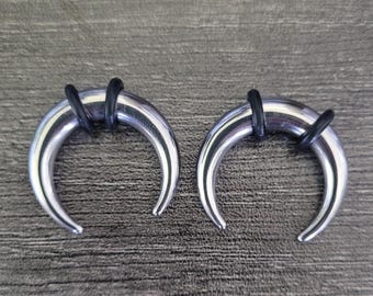 Choose 2 Sizes: Steel Pinchers Septum Stretching Kit Tapers Horseshoes Gauges 0g 1g 2g 4g 6g 8g 10g 12g 14g Set silver ring nostril nose