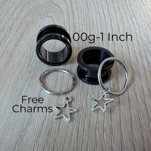 Pair Black Screw On Off Back Steel Tunnels Gauges Plugs Ear Stretching 00g 7/16 1/2 9/16 5/8 3/4 7/8 1 inch  earrings piercing jewelry 11mm