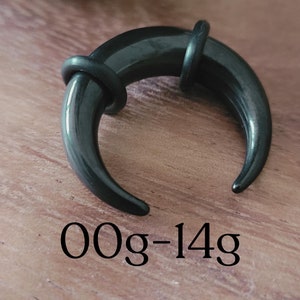 Black Steel Septum Pincher Ring Stretching Gauging Taper Horseshoe Gauges 00g 0g 1g 2g 4g 6g 8g 10g 12g 14g 7g nose stretched jewelry