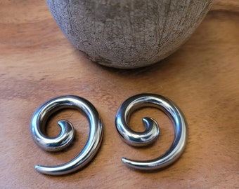 Pair Stainless Steel Ear Spirals Tapers Plugs Gauges 0g 2g 4g 6g 8g 10g 12g  earrings 0 2 4 6 8 10 gauge hanger super metal silver stretchin
