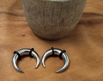 8g and 10g Steel Pinchers Septum Stretching Kit horseshoe metal 3mm 2.4mm gauges gauging crescents ear buffalo crescent nose silver jewelry