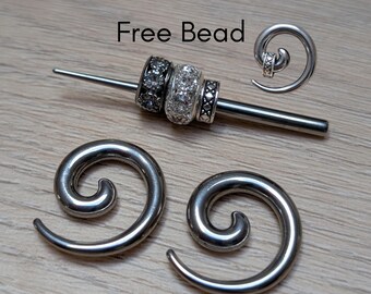 thumbnail image 2 of 12 Pairs Stainless Steel CZ Barbell Tunnel Ear Studs & Hoop Earrings – Men's & Women's 2 of 4