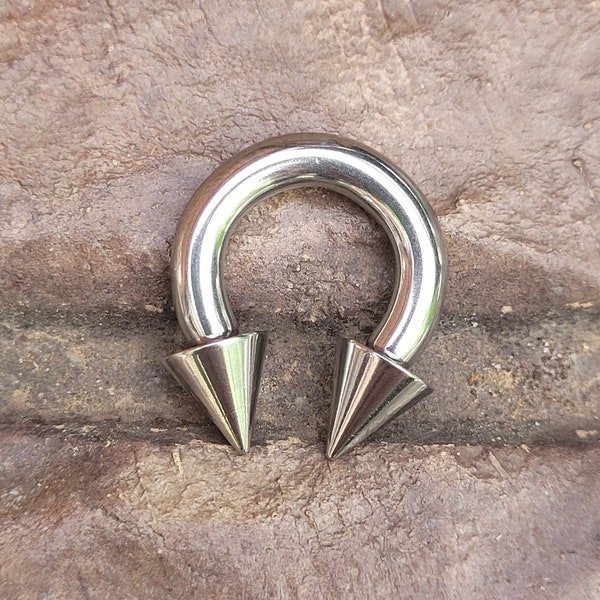 6g Single Spike Cone Horseshoe Circular Barbell Septum Stretching Ring 316L Surgical Steel piercing nose metal gauge 4mm 6 gauge silver ball