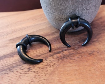 Par de tapones de acero negro para dilatación del tabique nasal, forma de herradura, calibre 0 g, 1 g, 2 g, 4 g, 6 g, 8 g, 10 g, 12 g, 14 g, anillo de 14, 12, 10, 8, 6, 4, 2, 1, 0