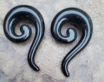 Pair Black 1/2" 12mm Acrylic Spirals Pinchers Ear Plugs Tapers Horseshoes Gauges 1 2 gauge earrings hangers