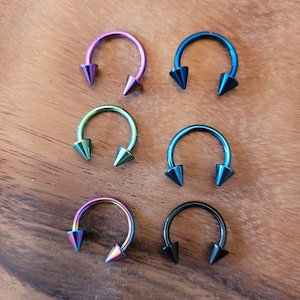 Titanium Steel Spike Cone Pincher Ear Taper Horseshoes Gauges Septum Ring 2g 4g 6g 8g 10g 12g 14g pink blue black green jewelry piercing
