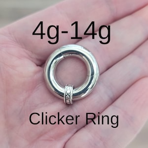 Silver Septum Hinged Clicker Ring with Tribal Bead Big Gauge Stretched Nose Cartilage men women unique pretty chunky single boho artisan