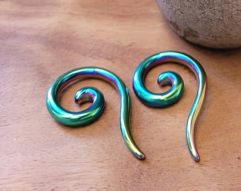 Pair Rainbow Steel 0g 2g 4g 6g 8g 10g 12g Ear Plugs Tunnels Tapers Pinchers Horseshoes Gauges Hangers Super Spirals men women metal earrings