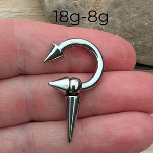 Kolczyki w kształcie podkowy z kolcami do przekłucia płatka ucha lub chrząstki, biżuteria z muszli Helix Rook, stal chirurgiczna, 8g, 10g, 12g, 14g, 16g, duży rozmiar, męskie