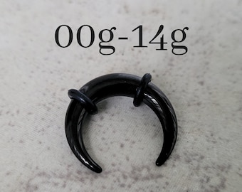 Black Steel Septum Pincher Ring Stretching Gauging Taper Horseshoe Gauges 00g 0g 1g 2g 4g 6g 8g 10g 12g 14g 7g nose stretched jewelry