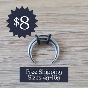 Silver Steel Septum Pincher Ring Stretching Gauging Taper Horseshoe Gauges 4g 6g 8g 10g 12g 14g nose nostril stretched piercing jewelry