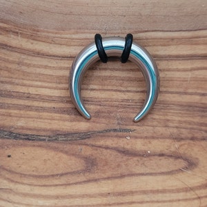 Silver Steel Septum Pincher Ring Stretching Gauging Taper Horseshoe Gauges 00g 0g 1g 2g 4g 6g 8g 10g 12g 14g 7g nose stretched jewelry image 2