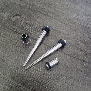 Pair Steel Tapers and Tunnels Ear Stretching Kit Gauges Gauging Plugs 1g 9mm 7/16 1/2 9/16 5/8 in between 2g 0g 00g half size star charm image 11