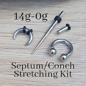 Steel Septum or Conch Stretching Kit Pincher Taper Tunnel Plug Horseshoe Nose Gauges Gauging 0g 2g 4g 6g 8g 10g 12g 14g jewelry set 2mm 3mm